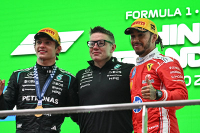 'Like sitting here with my whole family' – Lewis Hamilton overjoyed to share Chinese Grand Prix podium with Kimi Antonelli, Pete Bonnington and George Russell