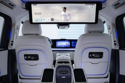 Mercedes' new limo is a VAN: Plush electric VLE has a 430-mile range, business class seats and a huge TV in the back