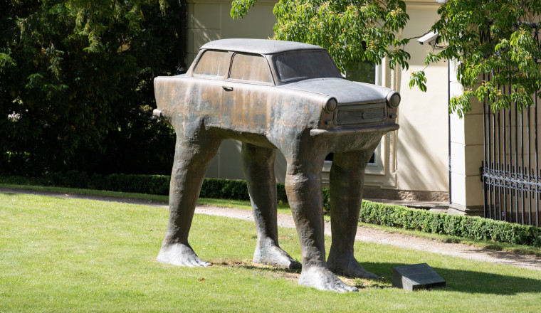 This Statue Of A Trabant With Legs Will Absolutely Haunt Your Dreams