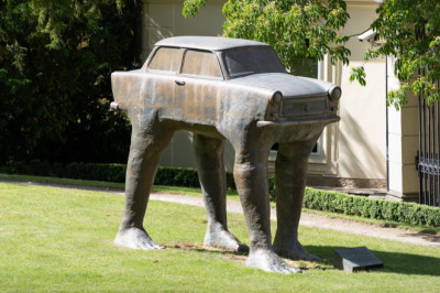 This Statue Of A Trabant With Legs Will Absolutely Haunt Your Dreams