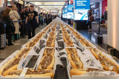 World Record For The Longest Line (Of Cheesesteak Sandwiches) Set At Philadelphia Airport