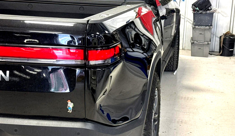 Rivian’s One-Piece Bedside Turned A Dinner-Plate Dent Into Used Corolla Money