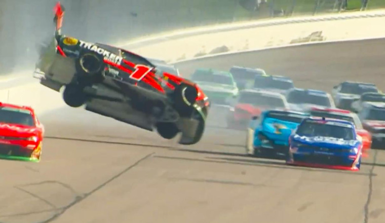 Carson Kvapil flips at Kansas Speedway (Video)