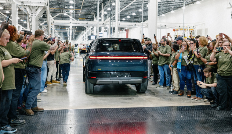 First Production Rivian R2 Drives Off The Line Just Days After A Tornado Hit The Factory