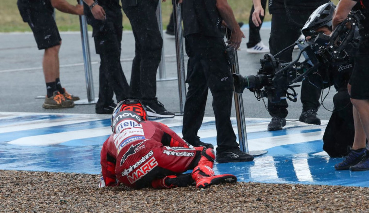 Marquez wins mad Jerez MotoGP sprint despite crashing