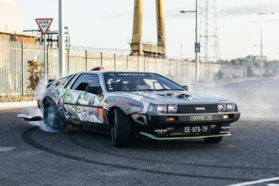 A V8 DeLorean Just Went Sideways Past the Harland & Wolff Cranes. Belfast Deserved This.