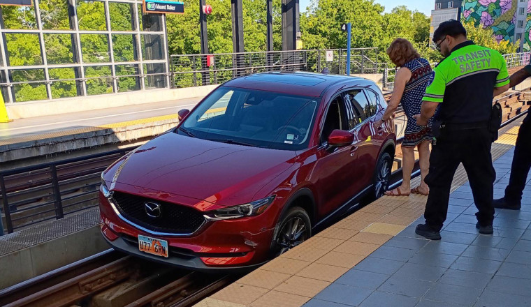 GPS Said "Drive Onto The Train Tracks" - So She Did!