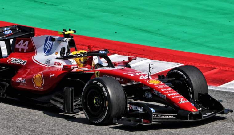 Hamilton takes first Ferrari win as Russell wilts and Antonelli retires